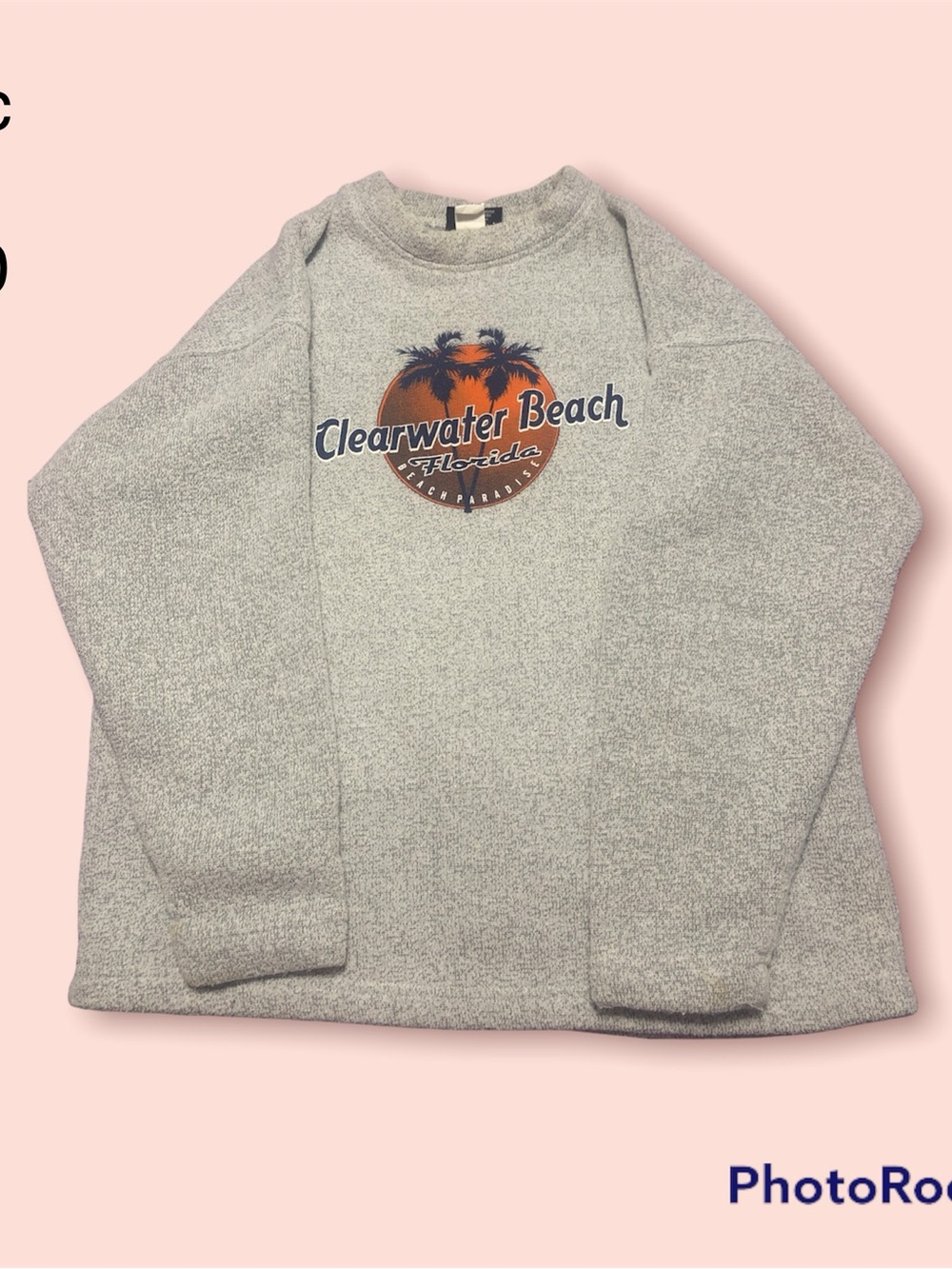Clearwater Beach Graphic Sweatshirt - Gray with Orange/Blue Print
